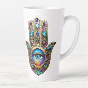 Gold Violett Türkis Hamsa mit Saphir Drittem Auge Milchtasse