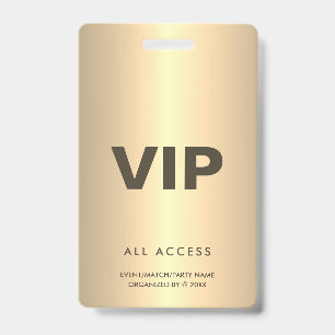 Gold VIP All Access Event Konzert Match Party QR Ausweis