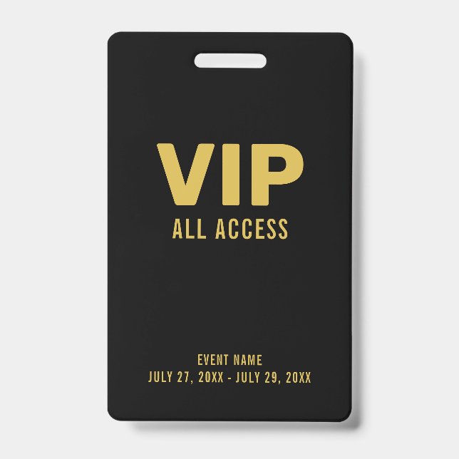 Gold VIP All Access Pass Event ID Abzeichen Ausweis (Vorderseite)