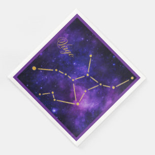 Gold-Virgo-Sternbild auf der dunklen Galaxie   Serviette
