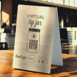 Gold Virtual Tipp Jar QR-Logo Tischaufsteller