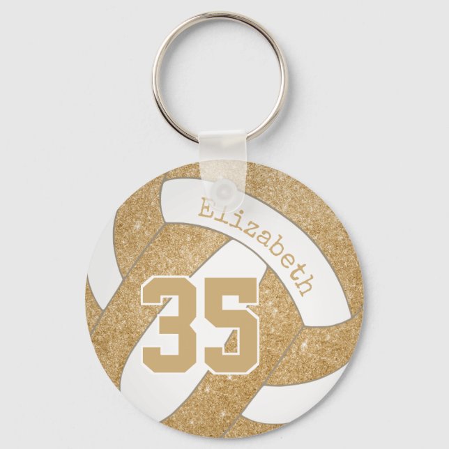 Gold-Volleyball-Taschenmarke w player jersey Schlüsselanhänger (Vorderseite)