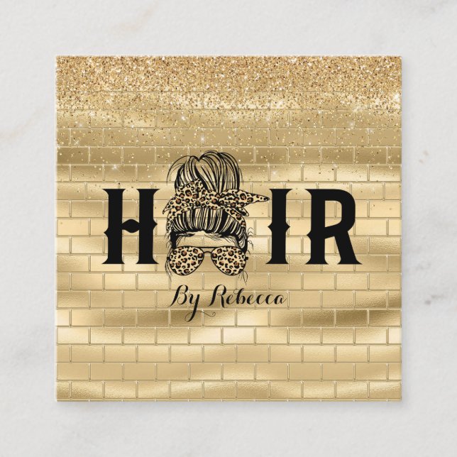 Gold Wall Hair Stylist Terminationskarte Messy Bun Terminkarte (Vorderseite)