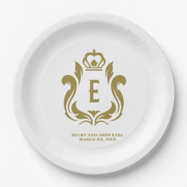 Gold Wappen Mit Monogramm Pappteller