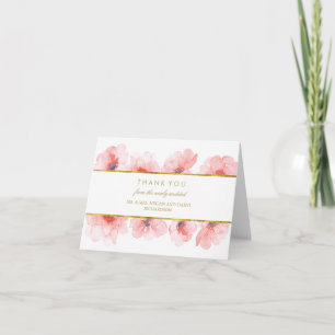 Gold Watercolor Florals Wedding Vielen Dank Dankeskarte