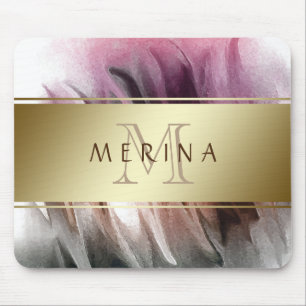 Gold Watercolor Monogram personalisieren Mousepad