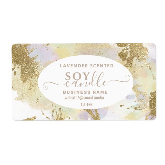 Gold watercolor script soy candle label (Vorne)
