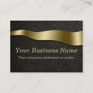 Gold Wave auf Black Leather Business Card Visitenkarte