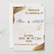 Gold Wave Elegant Wedding Invitation | Soft & Luxu