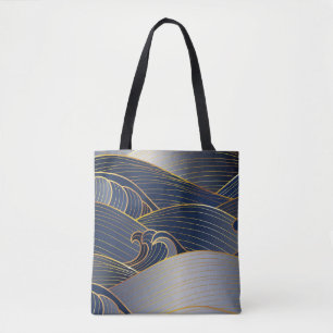Gold Wave Lines, Abstrakt Vintag. Tasche