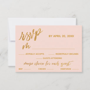 Gold Waves für das Blush Pink Dinner Optionen RSVP Karte