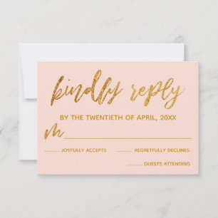 Gold Waves Handschrift Blush Pink Kindly Antwort