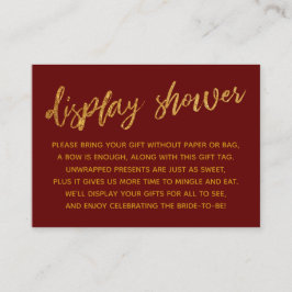 Gold Waves & Handwriting Burgundy Display Dusche Begleitkarte