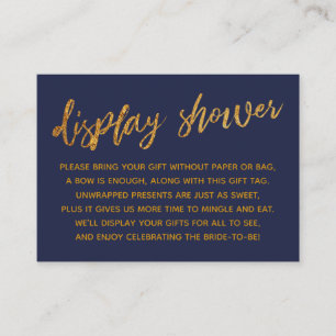 Gold Waves & Handwriting Navy Blue Display Dusche Begleitkarte