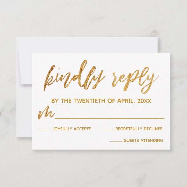 Gold Waves Handwriting White Kindly Antwort (Vorderseite)