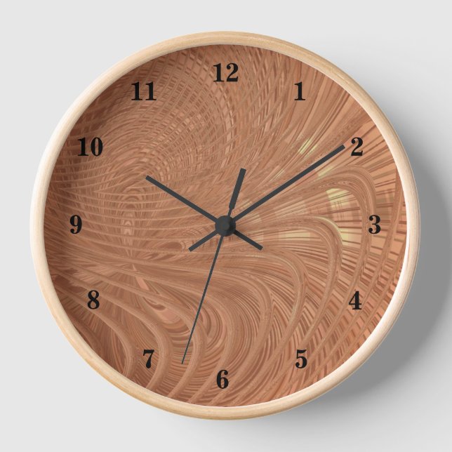 Gold Waves Wall Clock Modernes Art Design Uhr (Vorderseite)