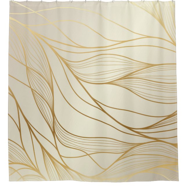 Gold Wavy Pattern. Luxurious golden linear Duschvorhang (Vorderseite)