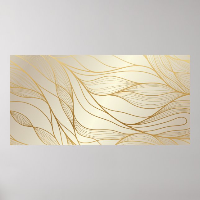 Gold Wavy Pattern. Luxurious golden linear Poster (Vorne)