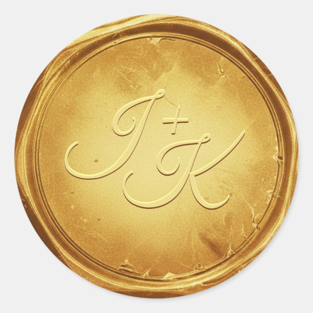 Gold Wax Seal Stickers Initials Wedding Envelope (Vorderseite)