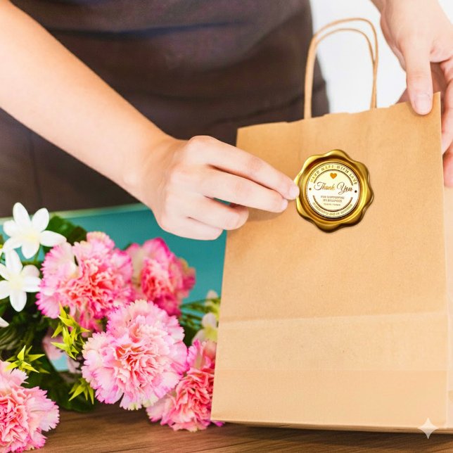 Gold Wax Seal 'Thank You' For Business Sticker (Von Creator hochgeladen)
