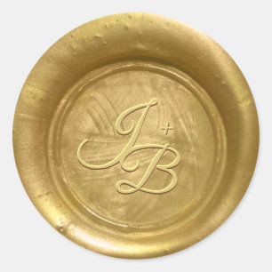 Gold Wax Siegel Stickers Initials Wedding Envelope