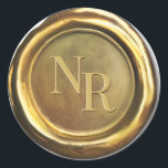 Gold Wax Siegel Vintag klassische Hochzeitskleber Runder Aufkleber<br><div class="desc">Prächtiger bedruckter Wachs Siegel-Designaufkleber mit Goldfarben,  um mit Ihren Initialen für jeden Anlass,  von Hochzeiten bis zu Babyduschen,  zu personalisieren!</div>