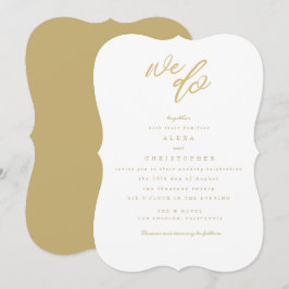 Gold We Do Script Beach Invitation de mariage