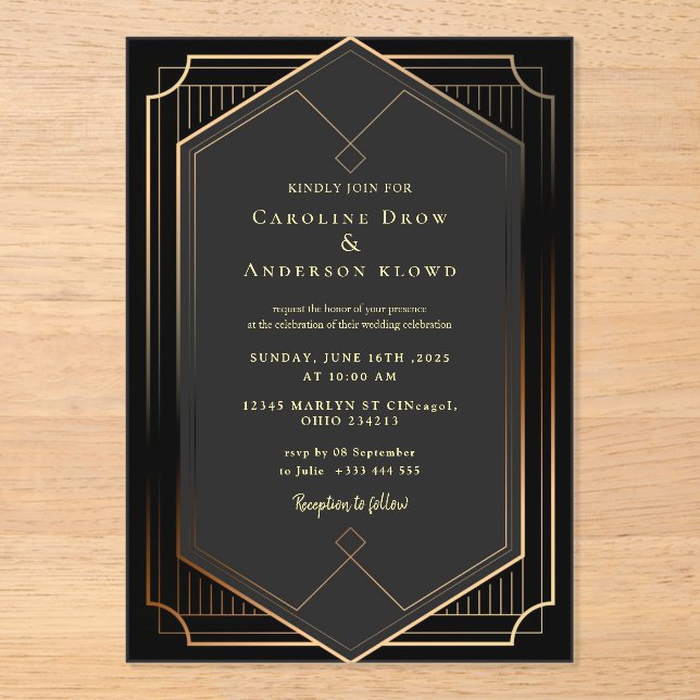 GOLD WEDDING Acrylic Invitations Acryleinladungen (Vorderseite)