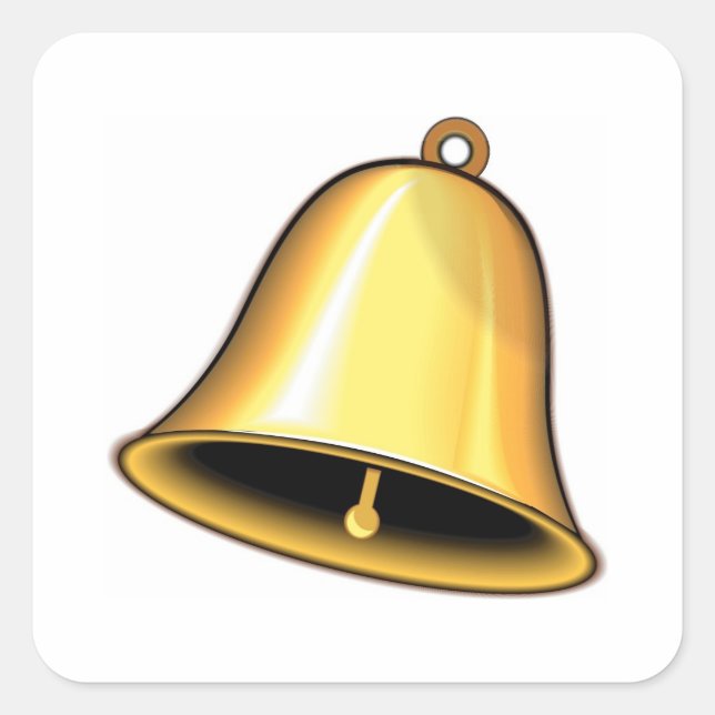 Gold Wedding Bell Quadratischer Aufkleber (Vorderseite)