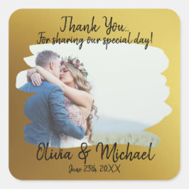 Gold Wedding Danke Labels Quadratischer Aufkleber