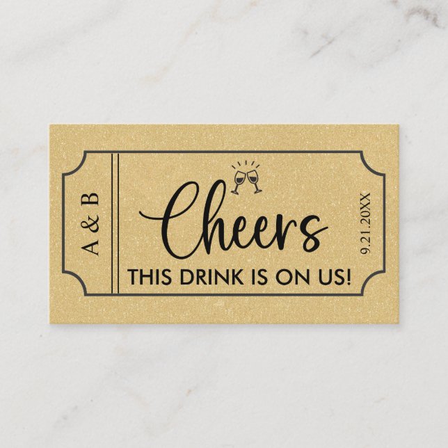 Gold Wedding Drink Ticket Gutschein (Vorderseite)