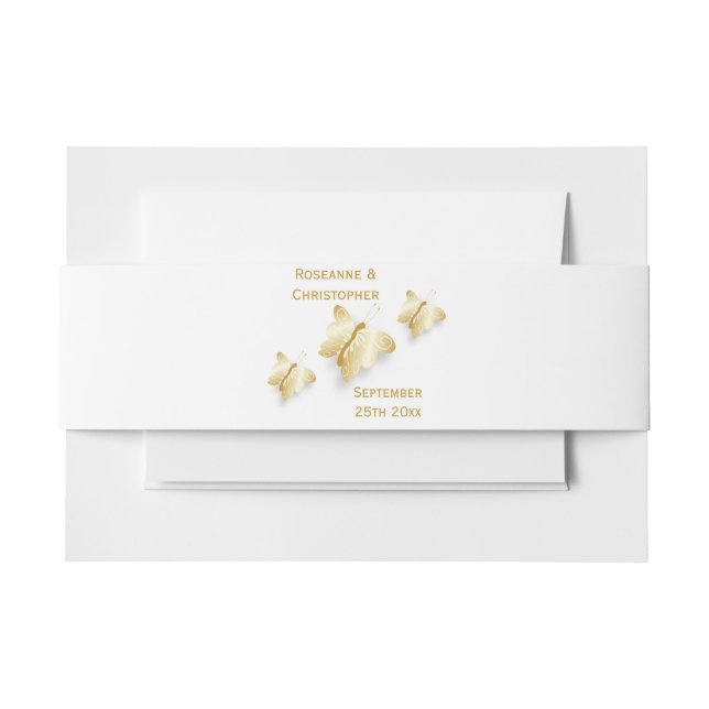 Gold Wedding Einladung Bly Band Butterfliegen (Vorderseite Beispiel)