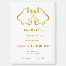 Gold Wedding Enregistrer La Date Magnet Bells Ribb