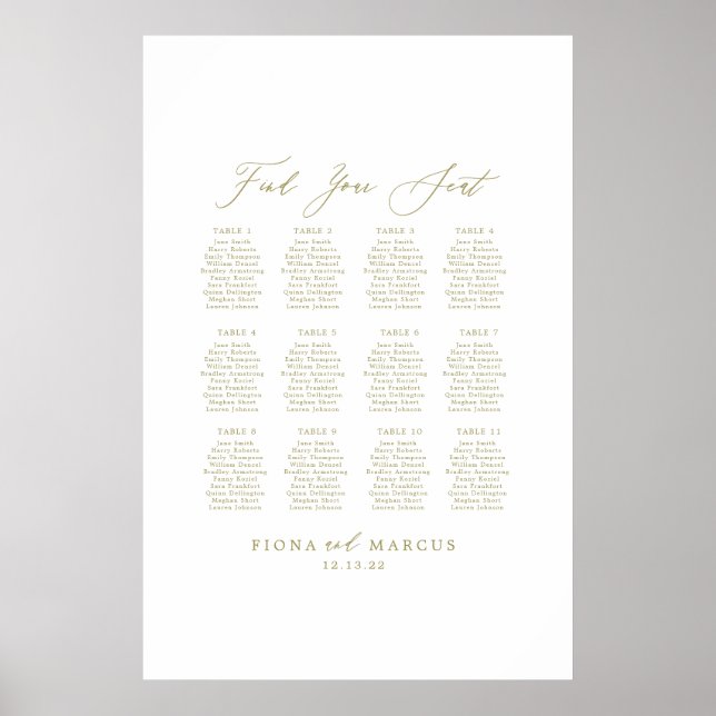 Gold Wedding findet Ihr Sitzplatzzeichen Poster (Vorne)
