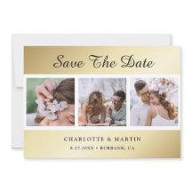 Gold Wedding Foto speichert die Datumskarten