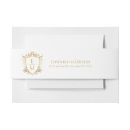 Gold Wedding Initials & Wedding Floral Wappen Einladungsbanderole
