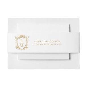 Gold Wedding Initials & Wedding Floral Wappen Einladungsbanderole