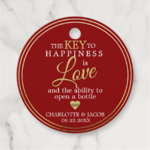 GOLD Wedding Key to Happy ist LIEBE Open Flasche