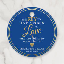 GOLD Wedding Key to Happy ist LIEBE Open Flasche