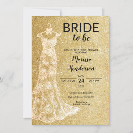 Gold Wedding Kleid Bridal Dusche Einladung