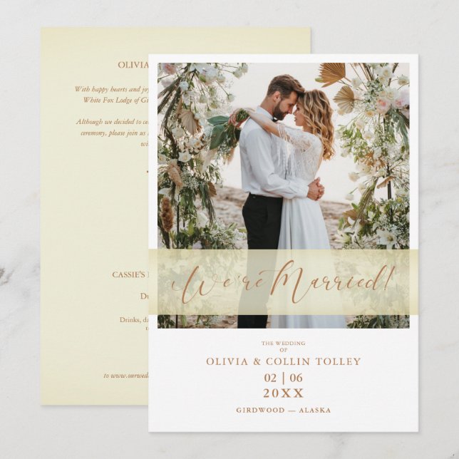 Gold Wedding Photo Just Married Hand Letterd Quote (Vorne/Hinten)