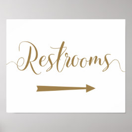 Gold Wedding Restrooms Right Arrow Schild
