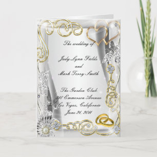 Gold Wedding Rings And Hearts Program Card Programm