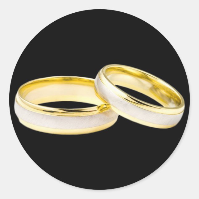 Gold Wedding Rings - benutzerdefinierte Hintergrun Runder Aufkleber (Vorderseite)