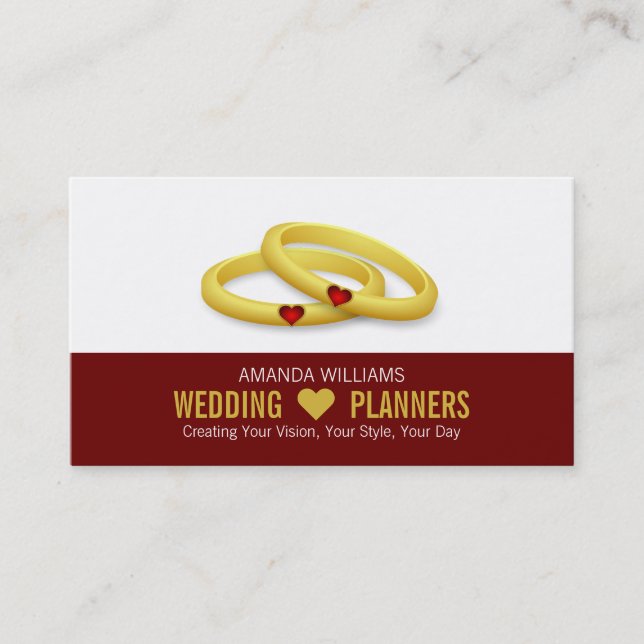 Gold Wedding Rings, Hochzeitsplaner Visitenkarte (Vorderseite)