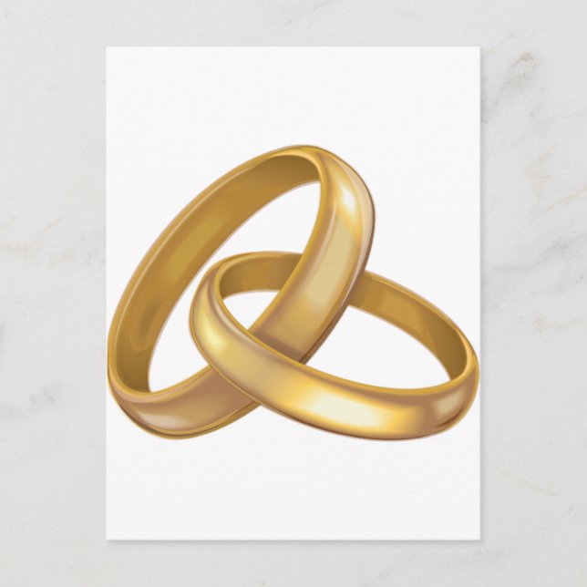 Gold Wedding Rings miteinander verbunden Postkarte (Vorderseite)