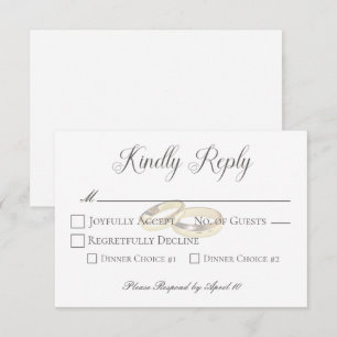 Gold Wedding Rings on White Wedding RSVP Karte