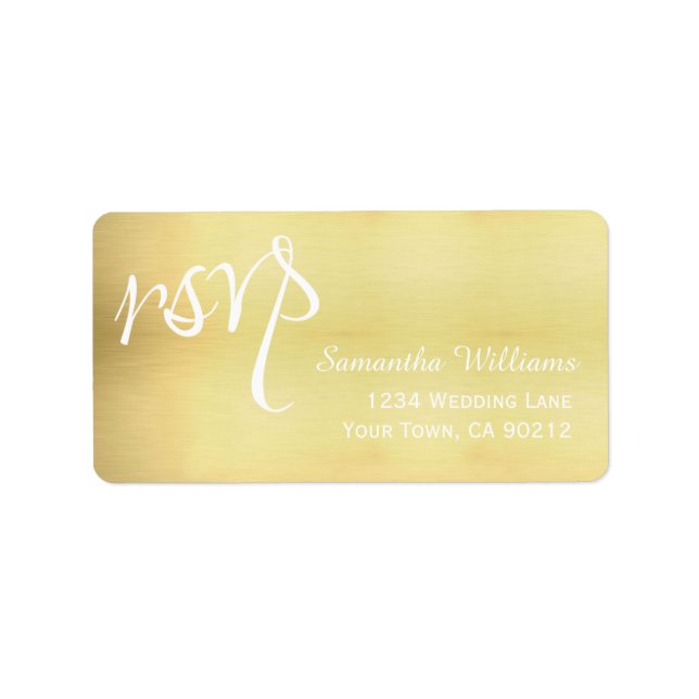Gold Wedding RSVP Labels Adressaufkleber (Vorne)