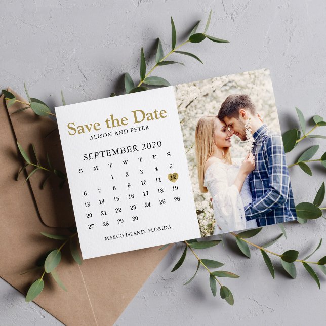 Gold Wedding Save the Date Calendar Foto (Von Creator hochgeladen)