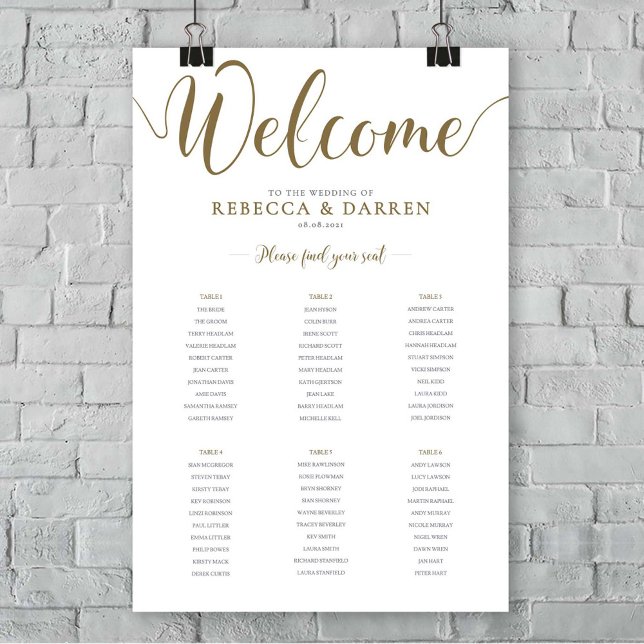 Gold Wedding Seating Chart 24x36 Poster (Von Creator hochgeladen)